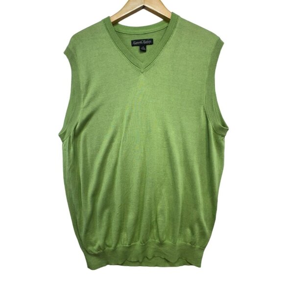 Kenneth Roberts Platinum Sleeveless Sweater Vest M Green Silk Blend - Picture 1 of 10